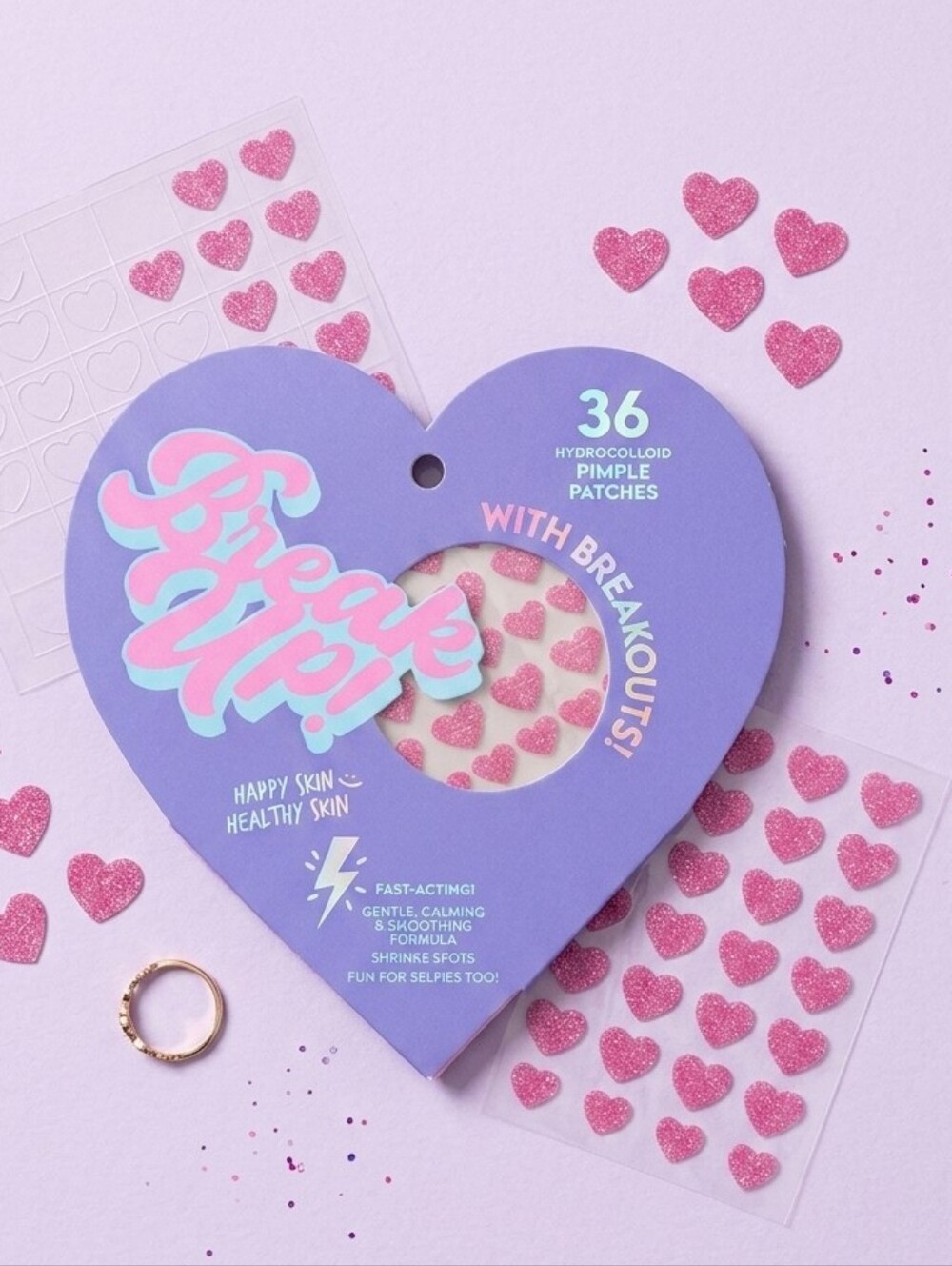 |FREE W/PURCHASE| Heart Hydrocolloid Pimple Patches - Pink Glitter